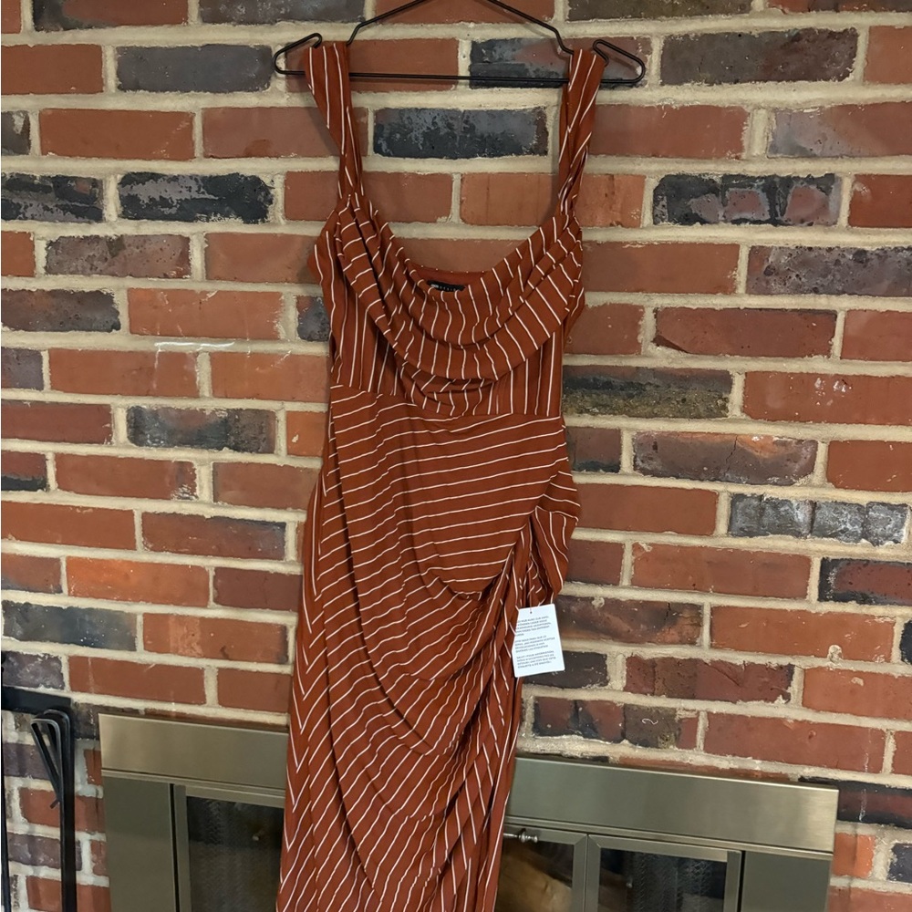 ASOS Rust Striped Dress - Picture 2 of 4